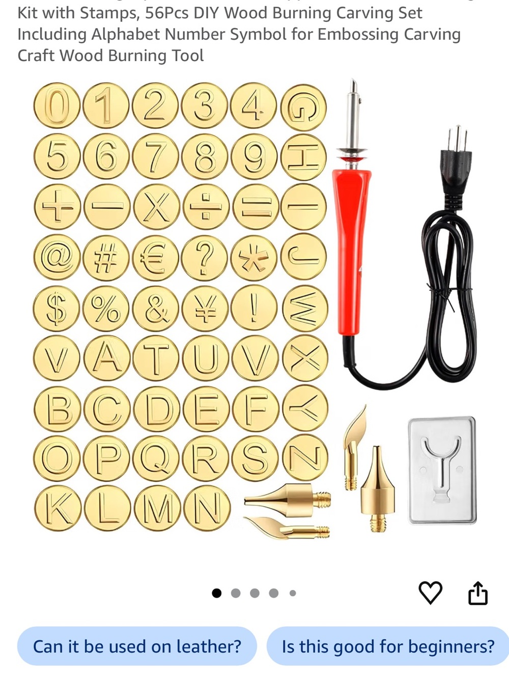 Wood Burning Kit with Alphabet & Symbols – Red Handpiece